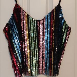 Rainbow Sequin Tank Top